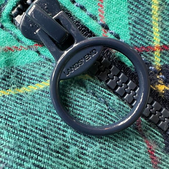 Lands End Weekender Flannel Duffle Bag Blue Green Plaid - Picture 6 of 10